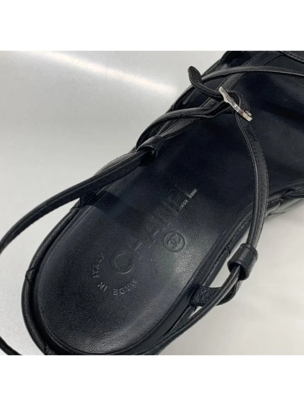 Chanel Quilted CC Logo Leather Strap Platform Sandals Black